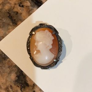Beautiful Cameo Pin with Marcasites